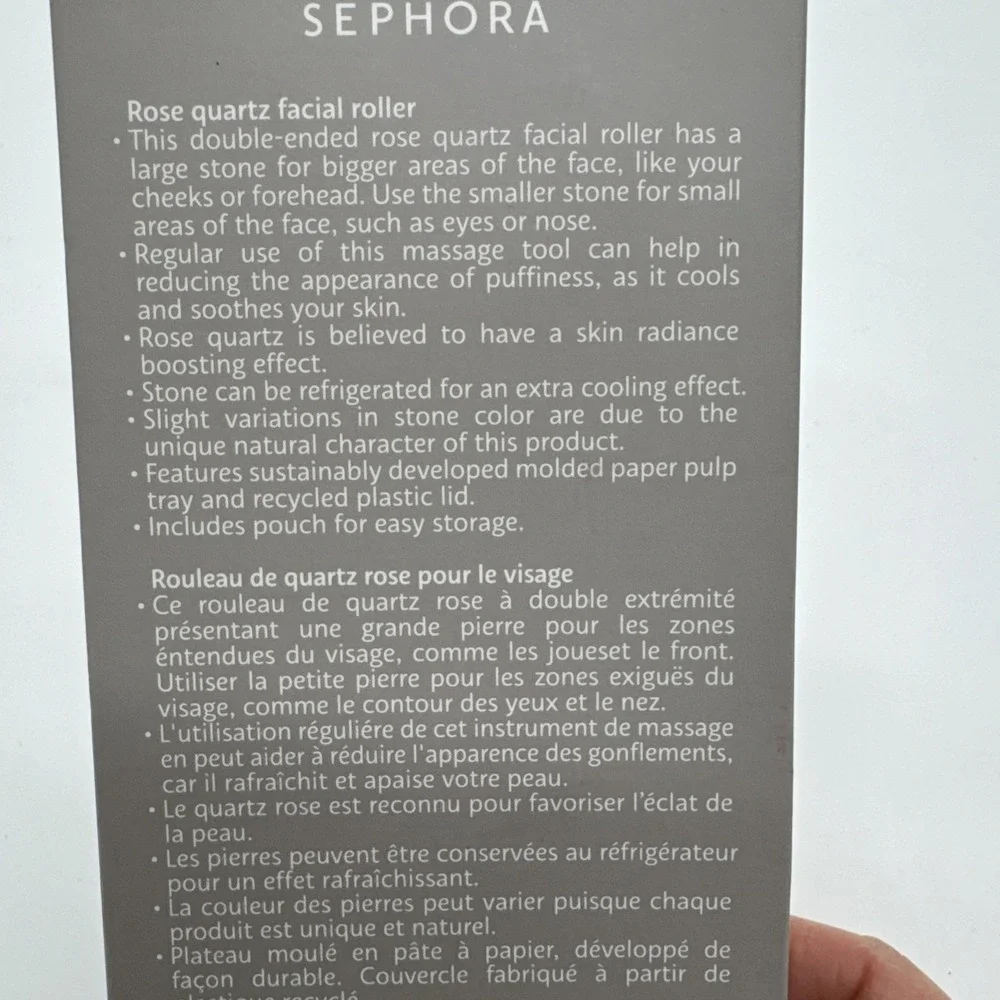SEPHORA Rose Quartz Double-Ended Facial Massage Roller ~ NEW & SEALED